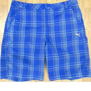 PUMA REGULAR FIT SHORTS POLY/SPANDEX BLUE, WHITE, YELLOW & ORANGE Sz 35